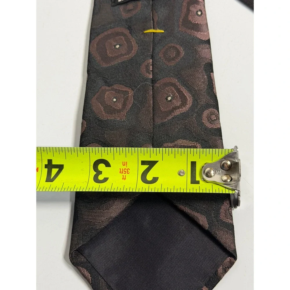 VTG Envoy Limited Edition Tie Brown Black Geometric Abstract Silk Mens OS